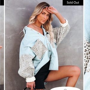 Vici Mamacita Contrast Leopard Denim Jacket